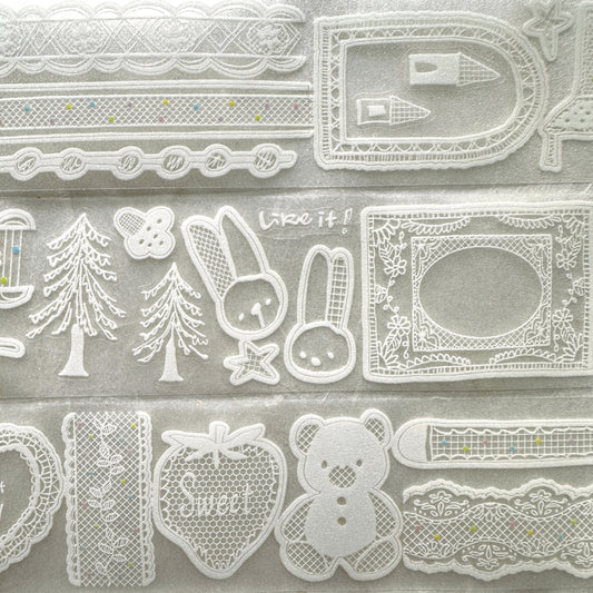 Molinta - Old Paris Lace kiss-cut glitter PET tape SAMPLES