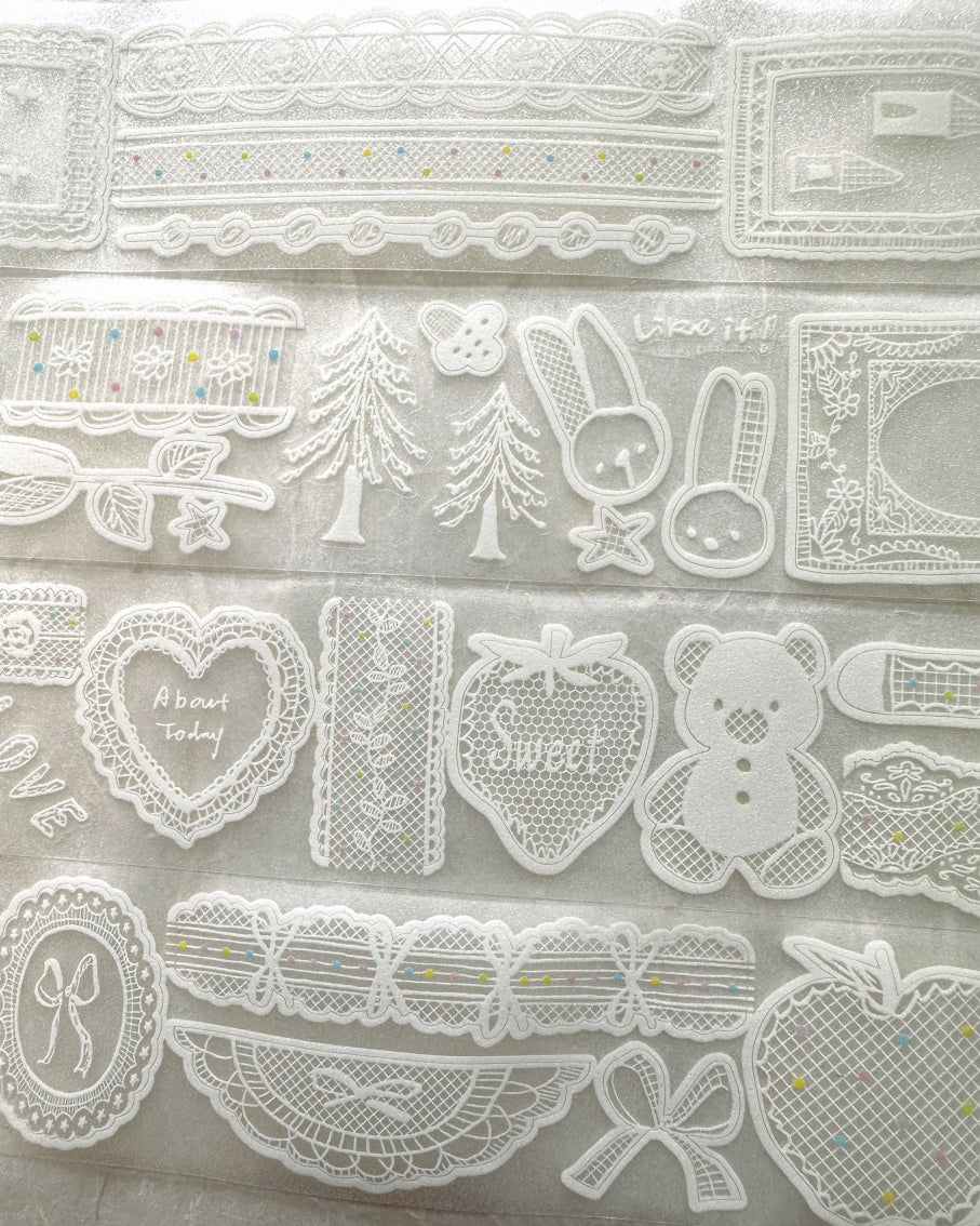 Molinta - Old Paris Lace kiss-cut glitter PET tape SAMPLES