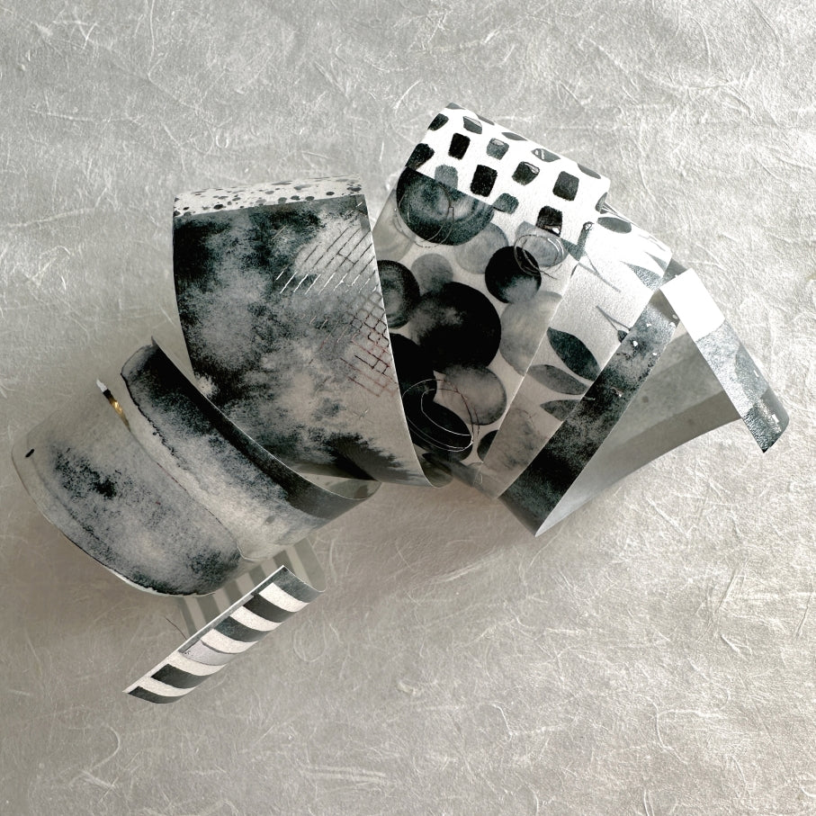 Byumee - Black Watercolor silver foil washi tape SAMPLES