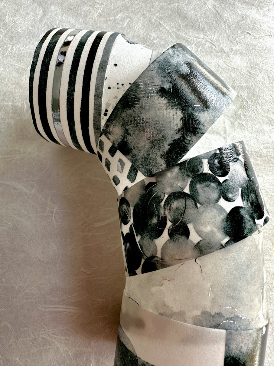 Byumee - Black Watercolor silver foil washi tape SAMPLES