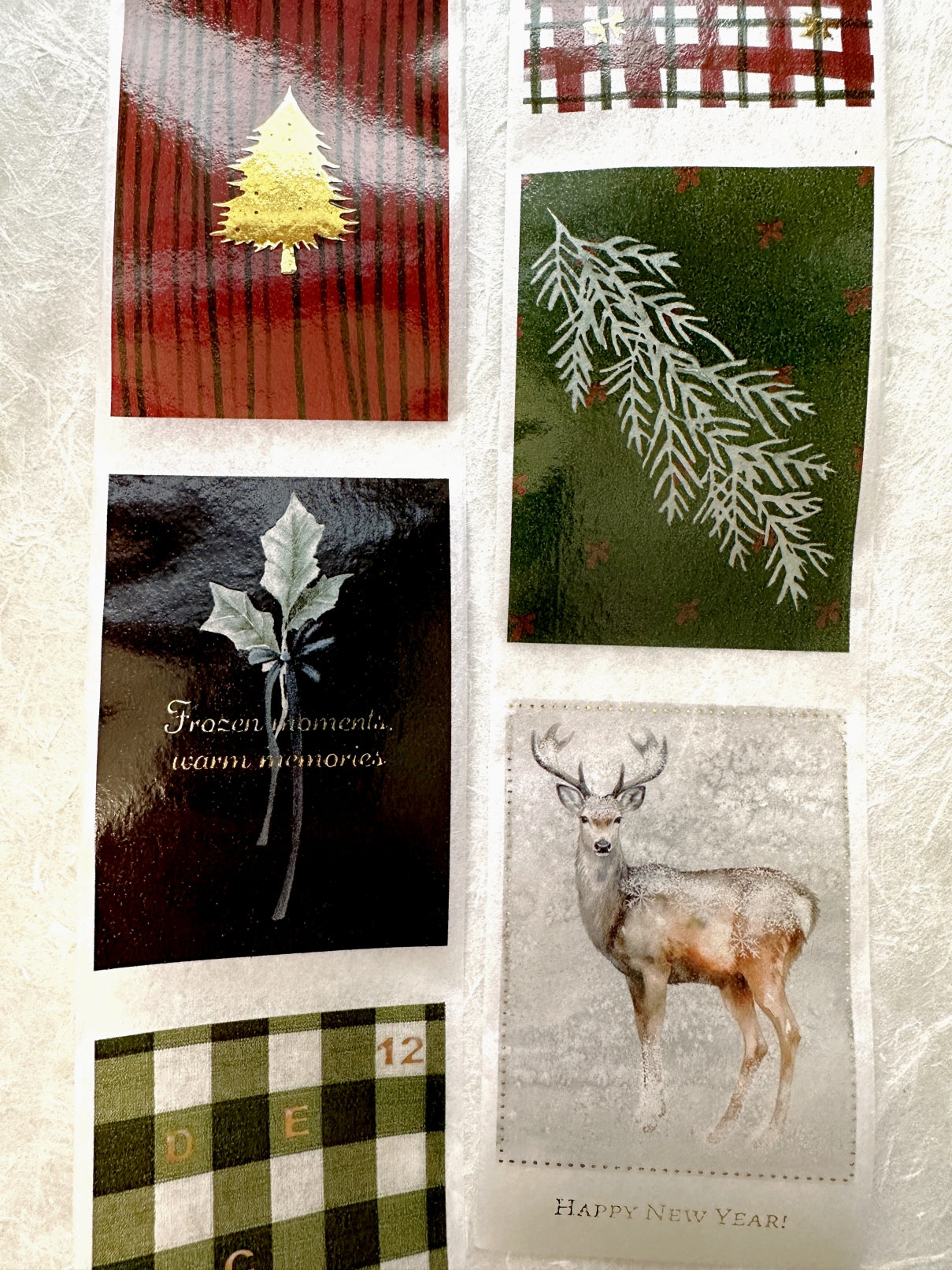 byumee - Merry Christmas gold-foil vellum paper roll (6 cm x 200 cm) SAMPLES