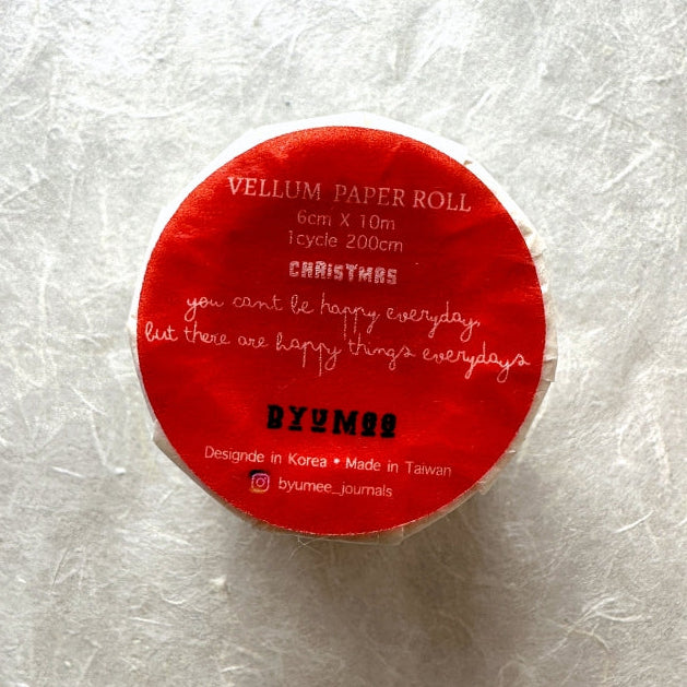 byumee - Merry Christmas gold-foil vellum paper roll (6 cm x 200 cm) SAMPLES