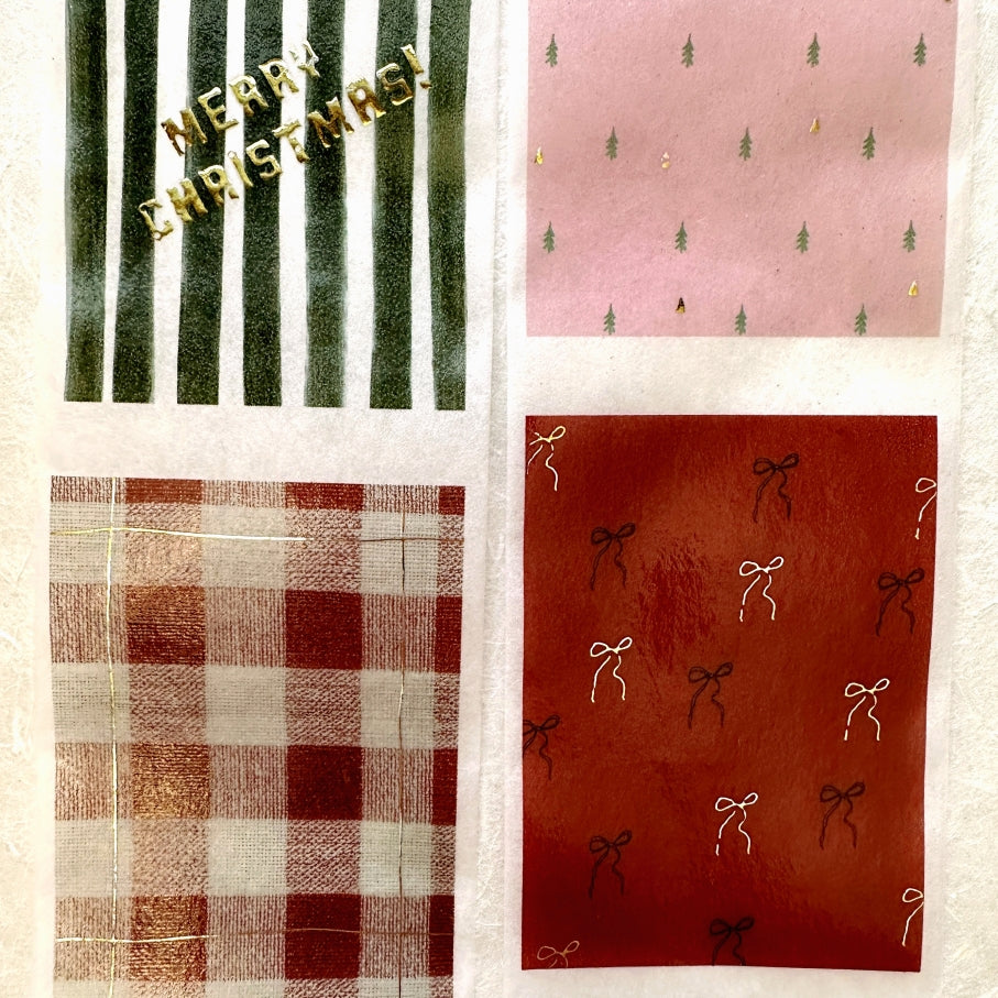 byumee - Merry Christmas gold-foil vellum paper roll (6 cm x 200 cm) SAMPLES