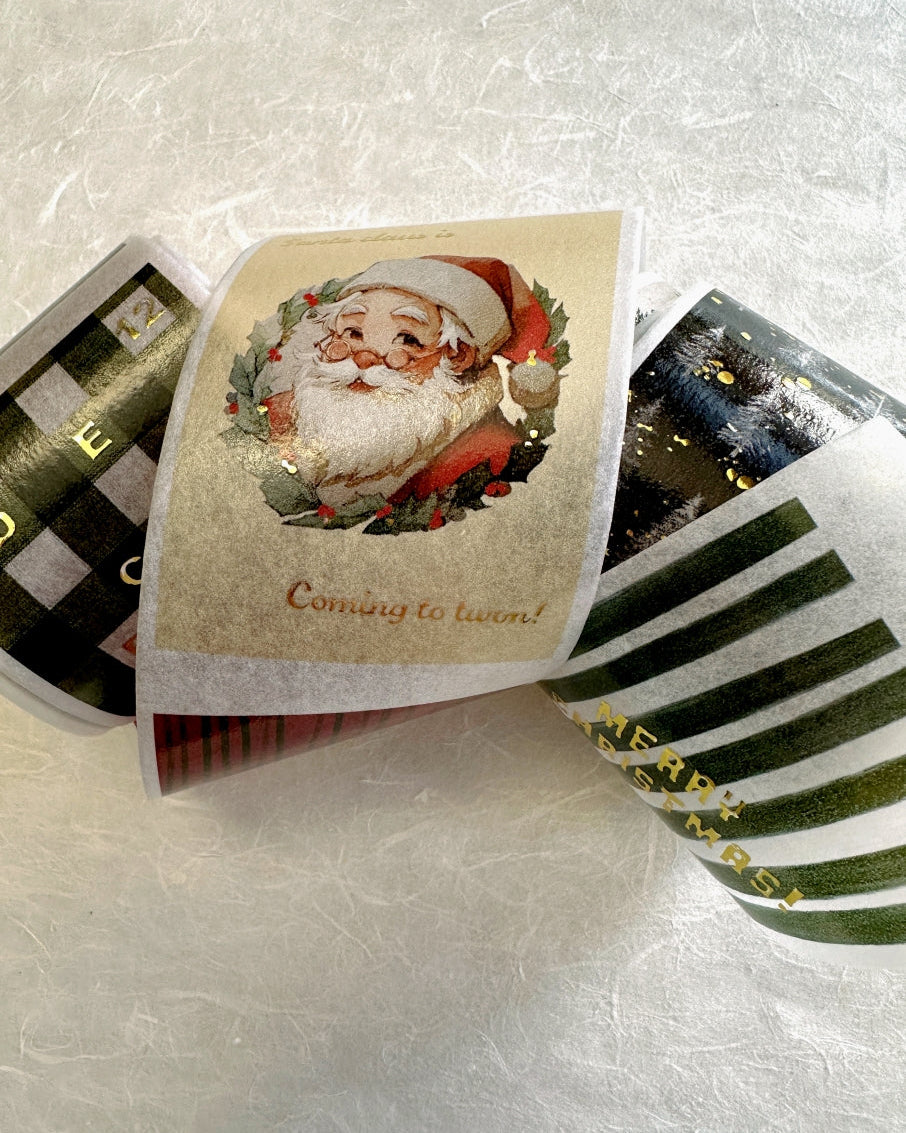 byumee - Merry Christmas gold-foil vellum paper roll (6 cm x 200 cm) SAMPLES