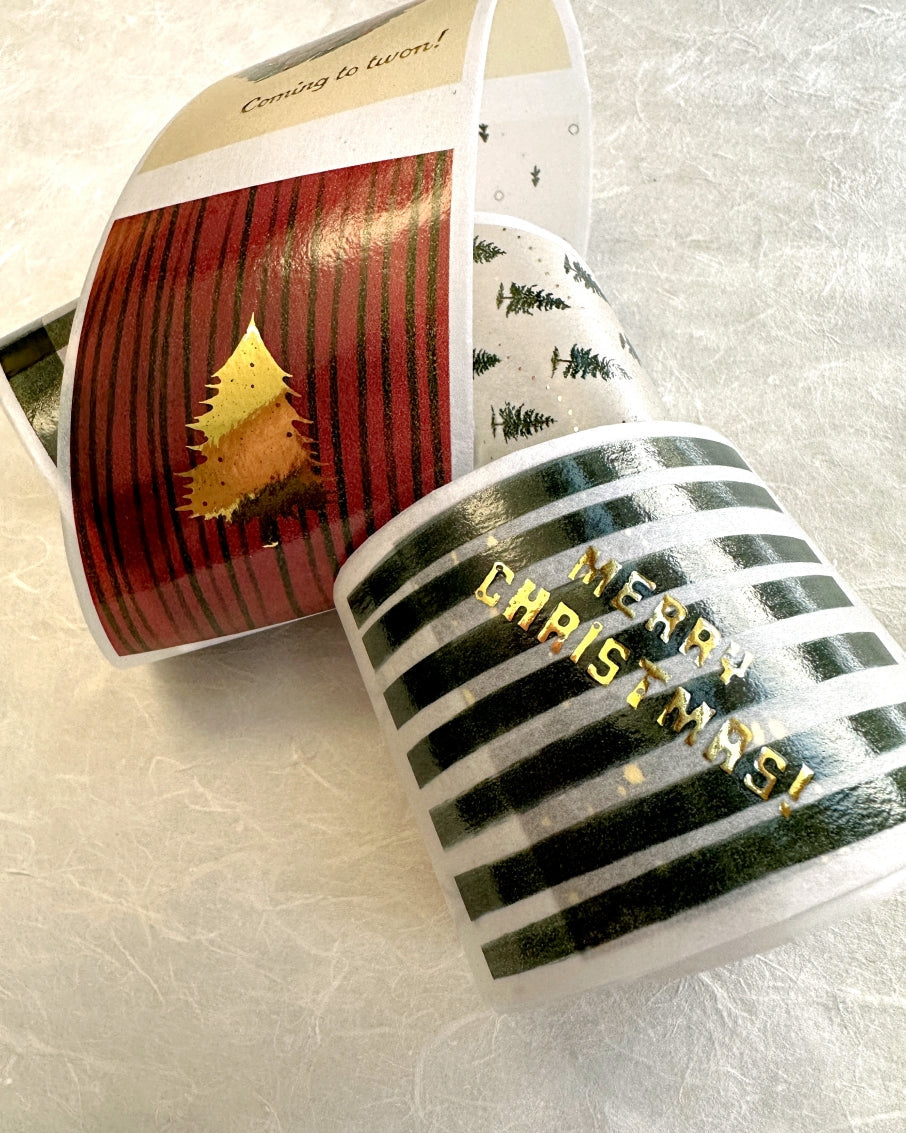 byumee - Merry Christmas gold-foil vellum paper roll (6 cm x 200 cm) SAMPLES