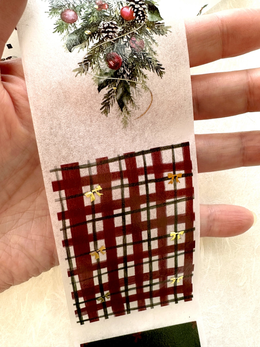 byumee - Merry Christmas gold-foil vellum paper roll (6 cm x 200 cm) SAMPLES