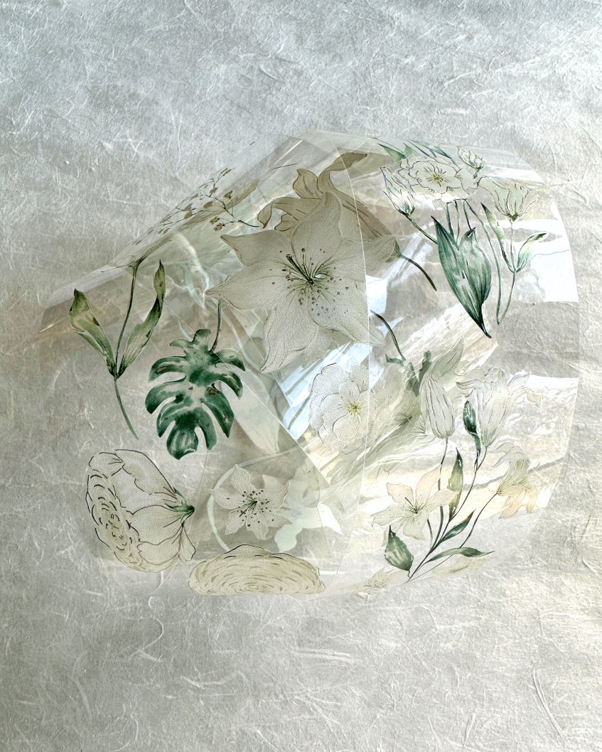 byumee - White Flowers silver foil PET tape SAMPLES