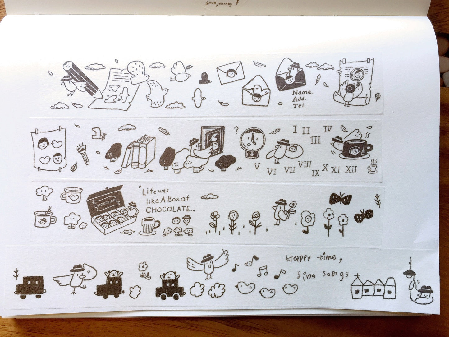 Evakaku x Yamadoro - Good Journey (Mr. Bird in Kojima) limited edition washi tape SAMPLES