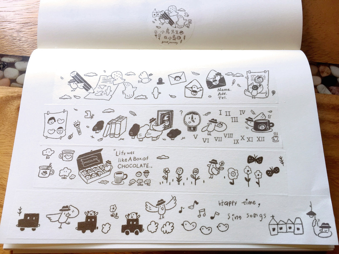 Evakaku x Yamadoro - Good Journey (Mr. Bird in Kojima) limited edition washi tape SAMPLES