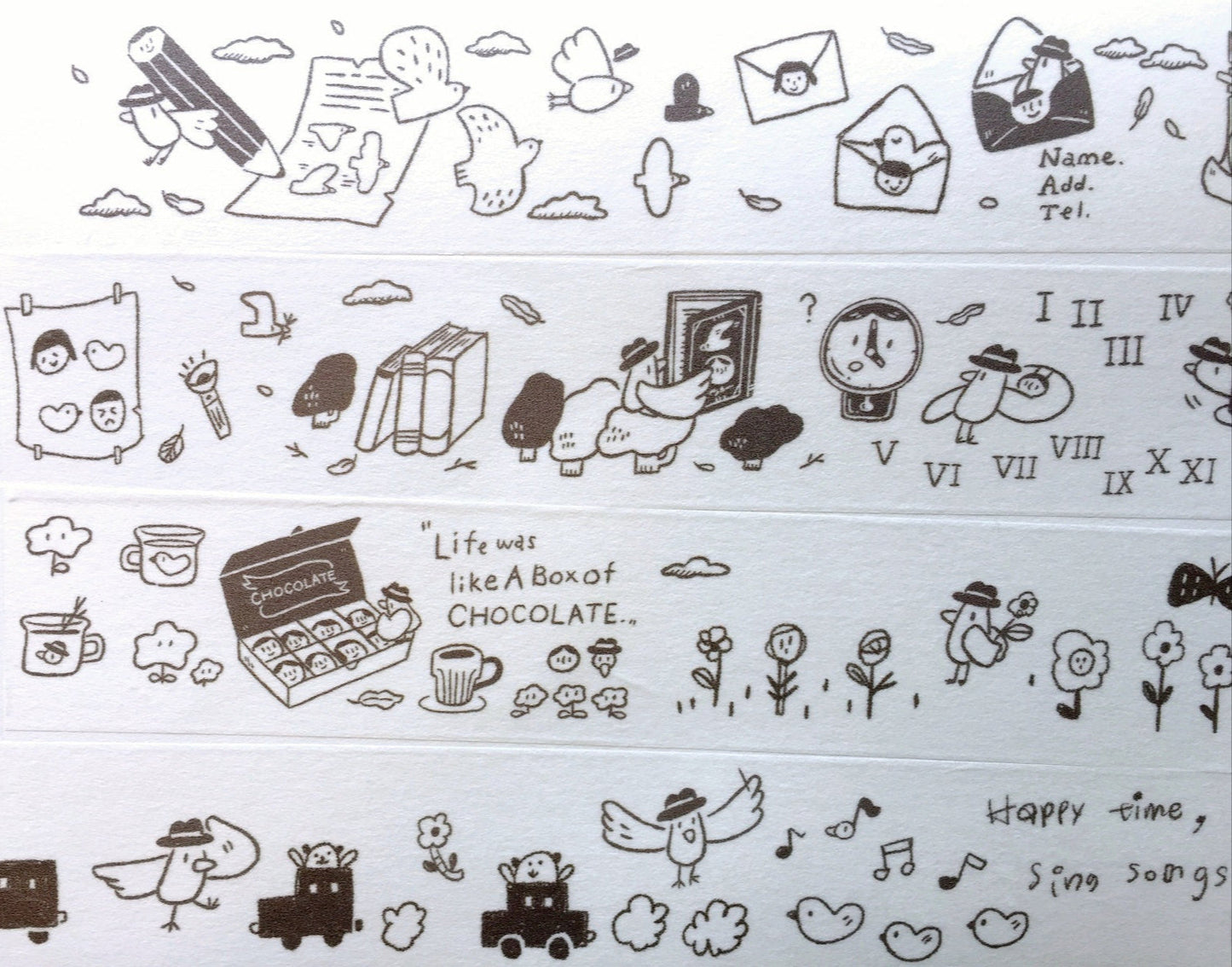 Evakaku x Yamadoro - Good Journey (Mr. Bird in Kojima) limited edition washi tape SAMPLES
