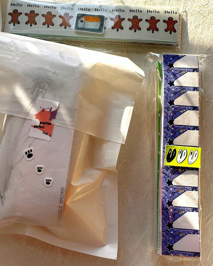 ZM.Ball - Popcorn & Star label sticker rolls SAMPLES
