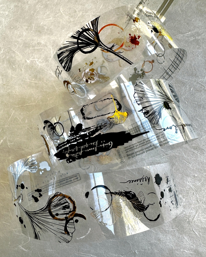 Ha7uu Studio - Ginkgo in Inkblots gold hot stamped PET SAMPLES