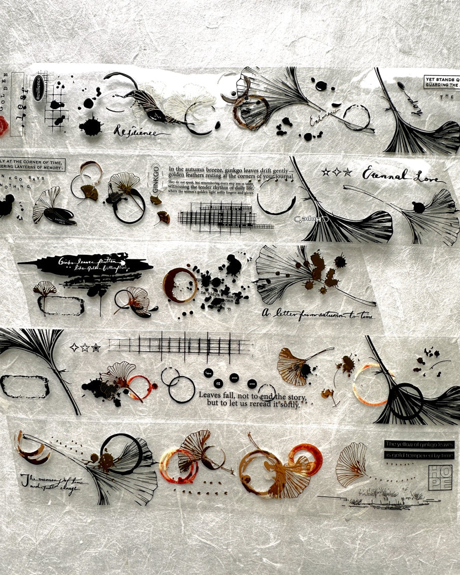 Ha7uu Studio - Ginkgo in Inkblots gold hot stamped PET SAMPLES