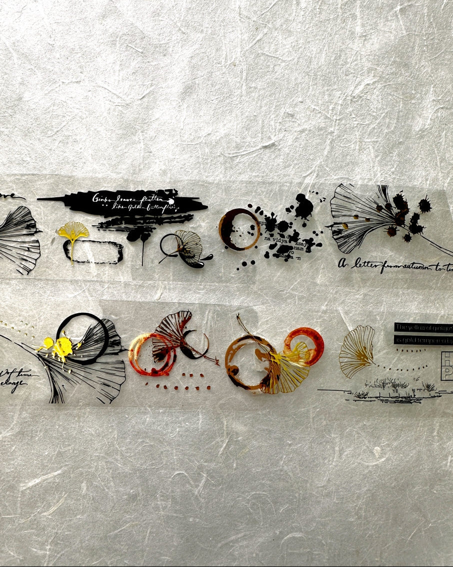Ha7uu Studio - Ginkgo in Inkblots gold hot stamped PET SAMPLES
