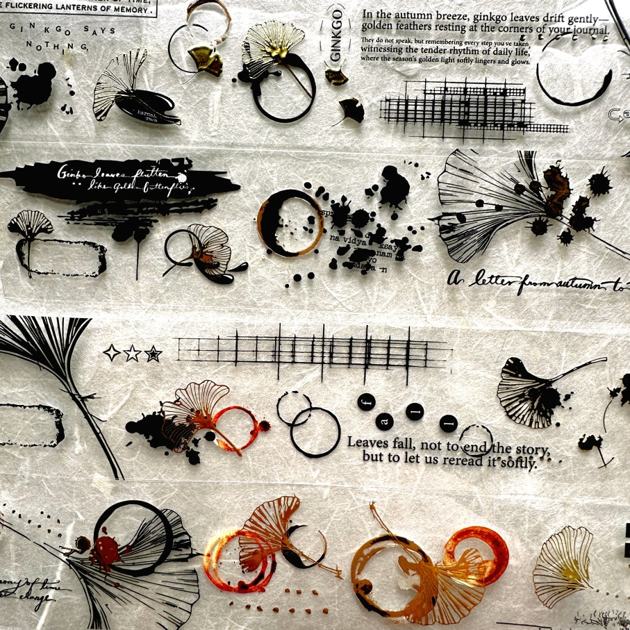 Ha7uu Studio - Ginkgo in Inkblots gold hot stamped PET SAMPLES
