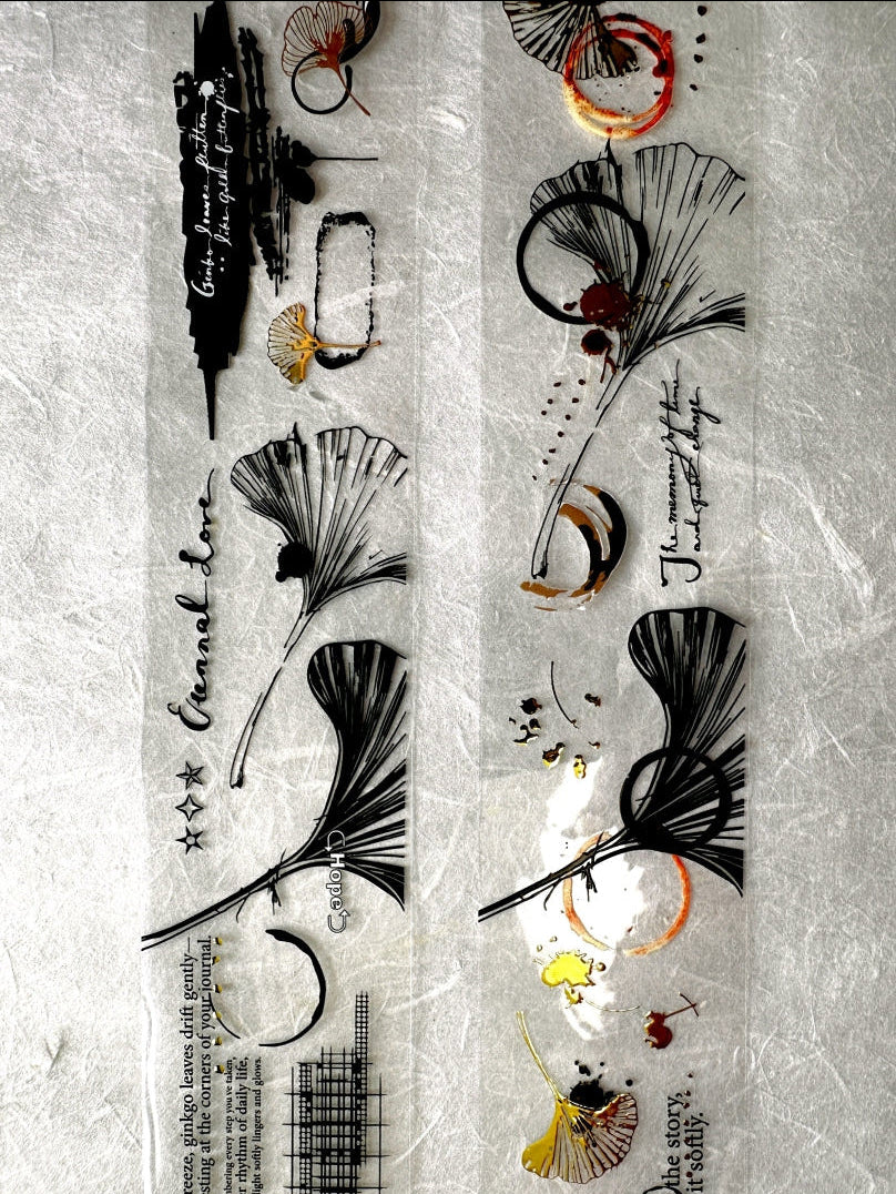Ha7uu Studio - Ginkgo in Inkblots gold hot stamped PET SAMPLES