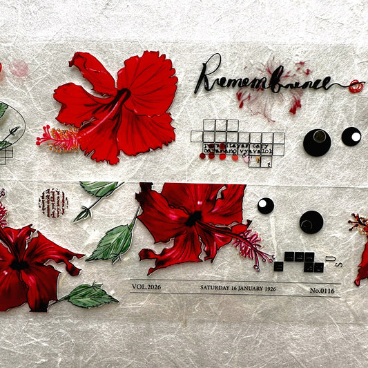 Ha7uu Studio - Hibiscus in Silver embossed PET SAMPLES