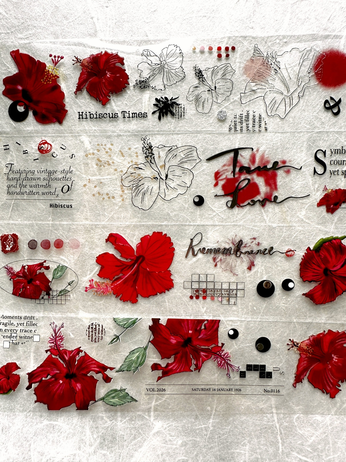 Ha7uu Studio - Hibiscus in Silver embossed PET SAMPLES