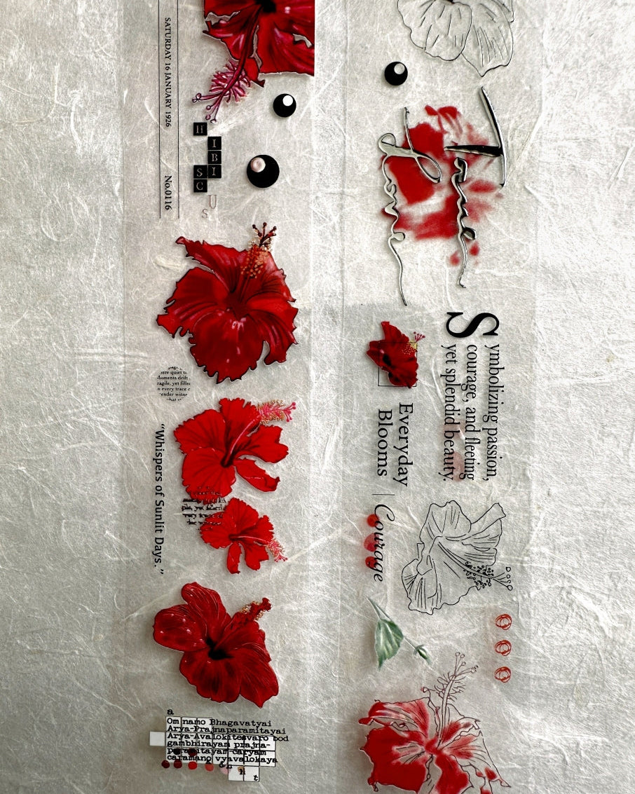 Ha7uu Studio - Hibiscus in Silver embossed PET SAMPLES