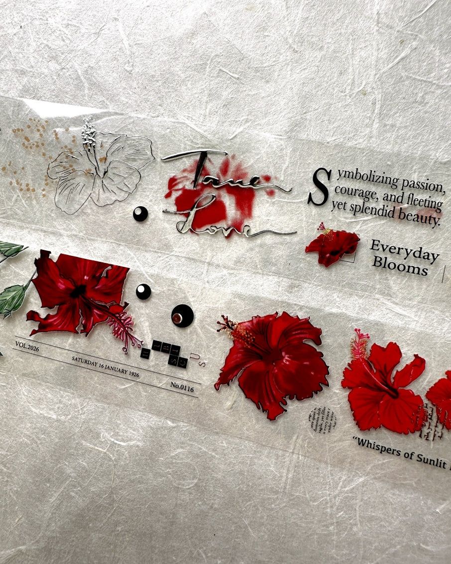 Ha7uu Studio - Hibiscus in Silver embossed PET SAMPLES