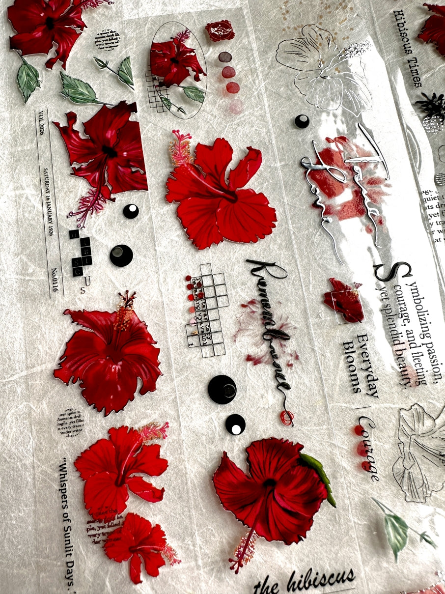 Ha7uu Studio - Hibiscus in Silver embossed PET SAMPLES