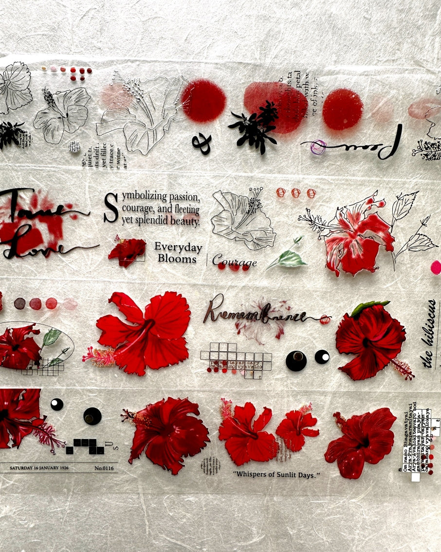Ha7uu Studio - Hibiscus in Silver embossed PET SAMPLES