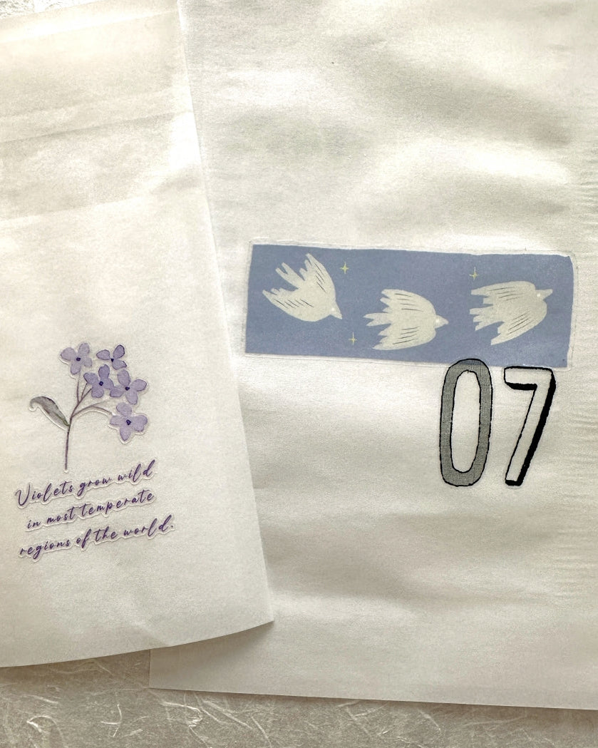 Wanle Studio - B&W Long Numbers kiss-cut washi & PET tape SAMPLES