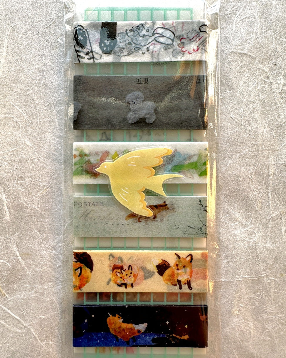 Kitsunebiyori - Fox & Starry Sky Ink washi tape SAMPLES