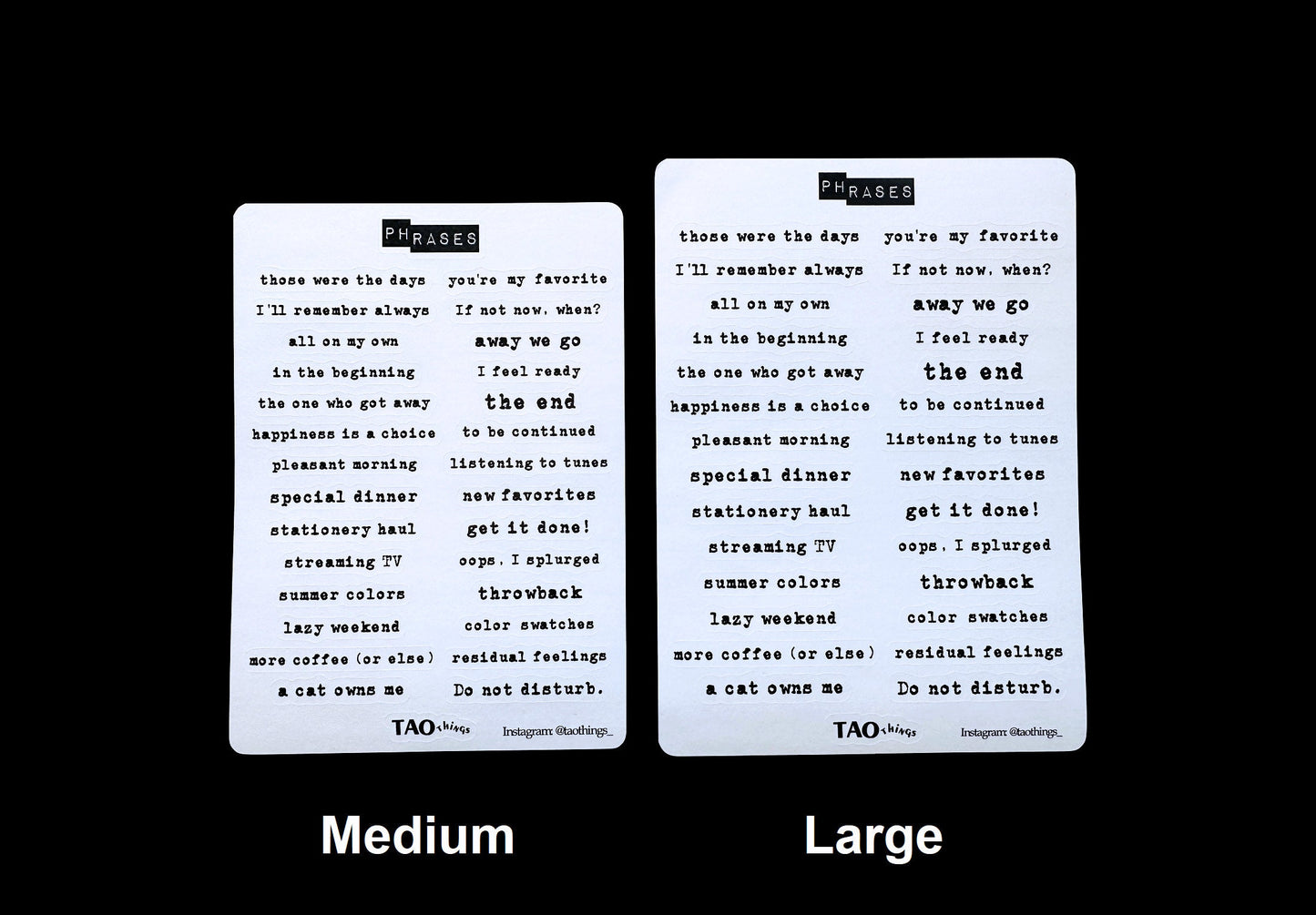 Typewriter Phrases - sticker sheet by TAOthings Studio