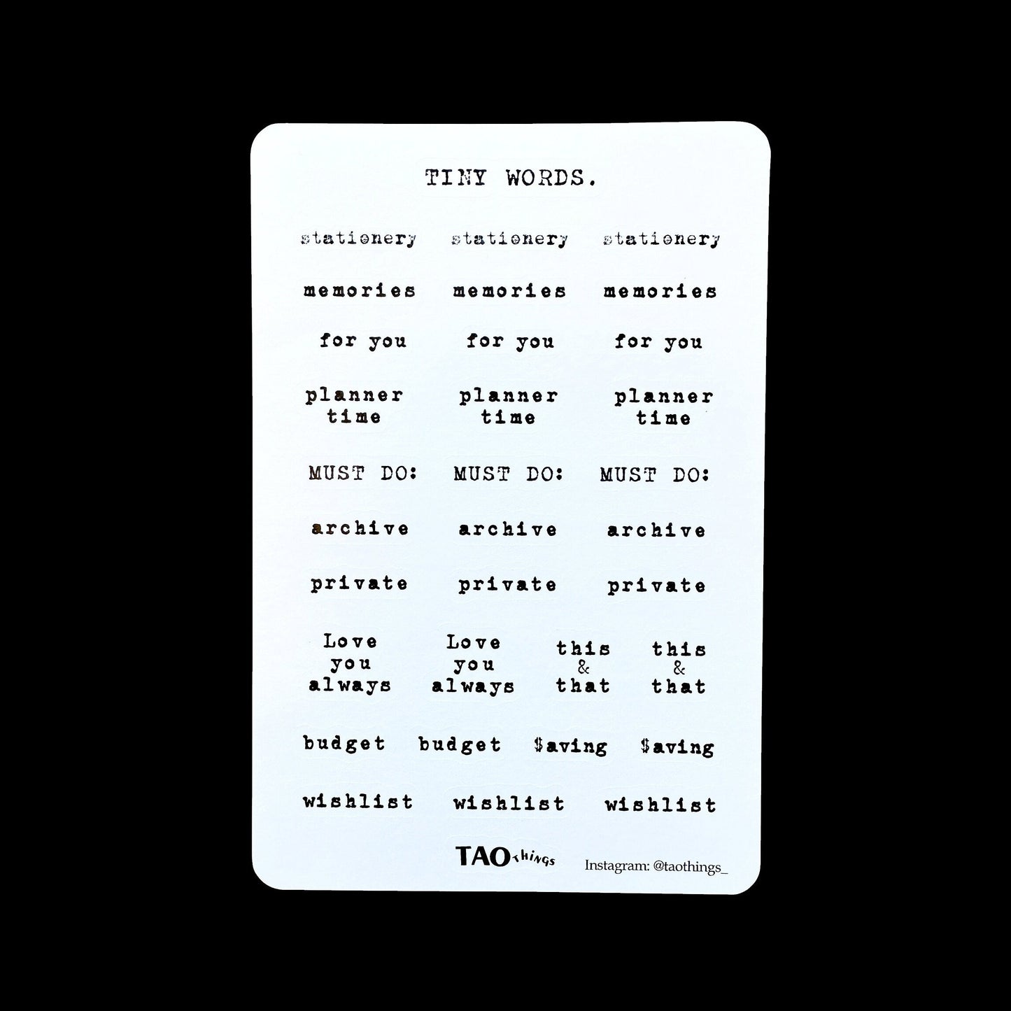 Small Words, Big Feelings - sticker sheets by TAOthings Studio