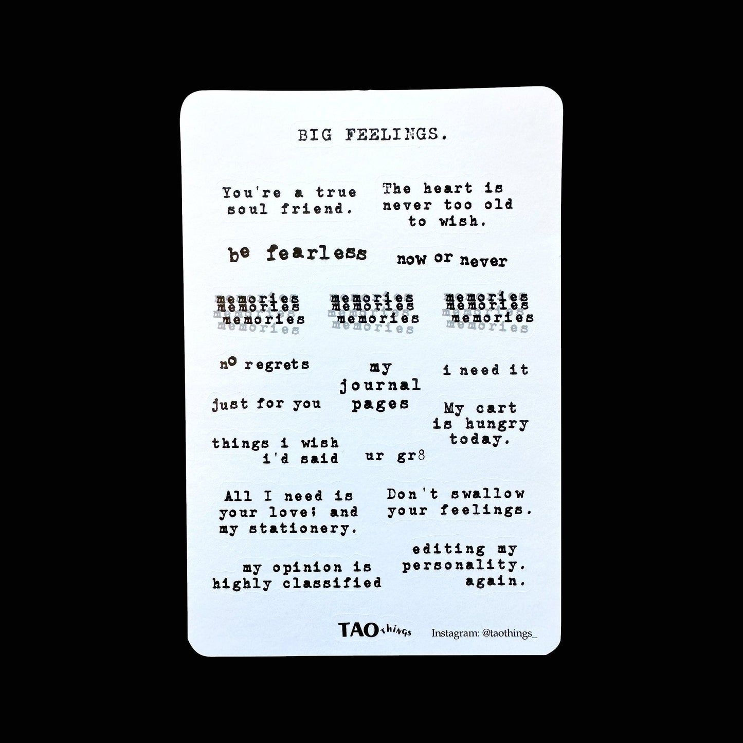 Small Words, Big Feelings - sticker sheets by TAOthings Studio