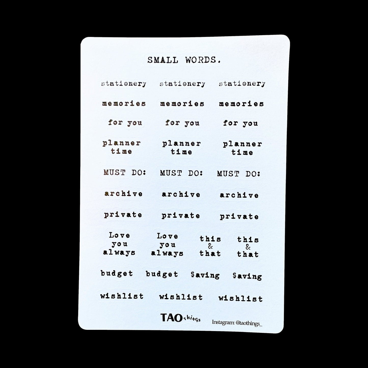 Small Words, Big Feelings - sticker sheets by TAOthings Studio