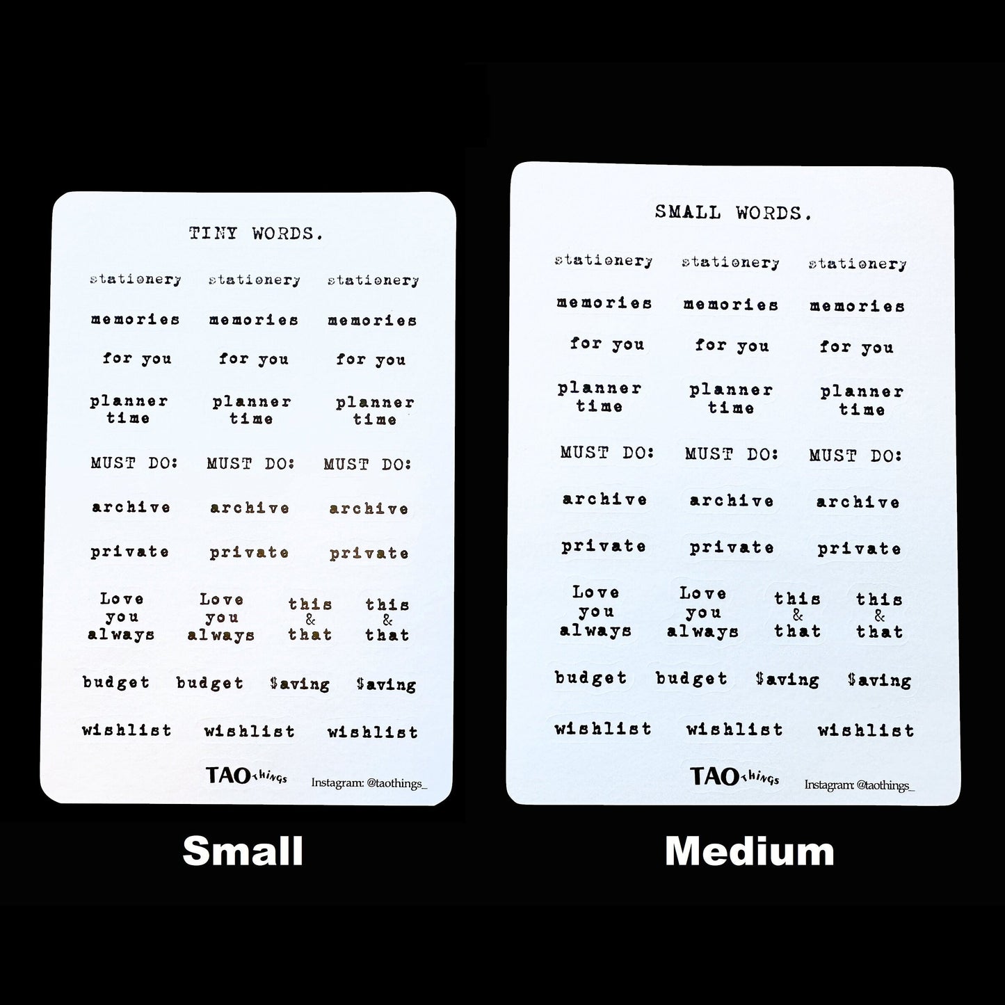 Small Words, Big Feelings - sticker sheets by TAOthings Studio