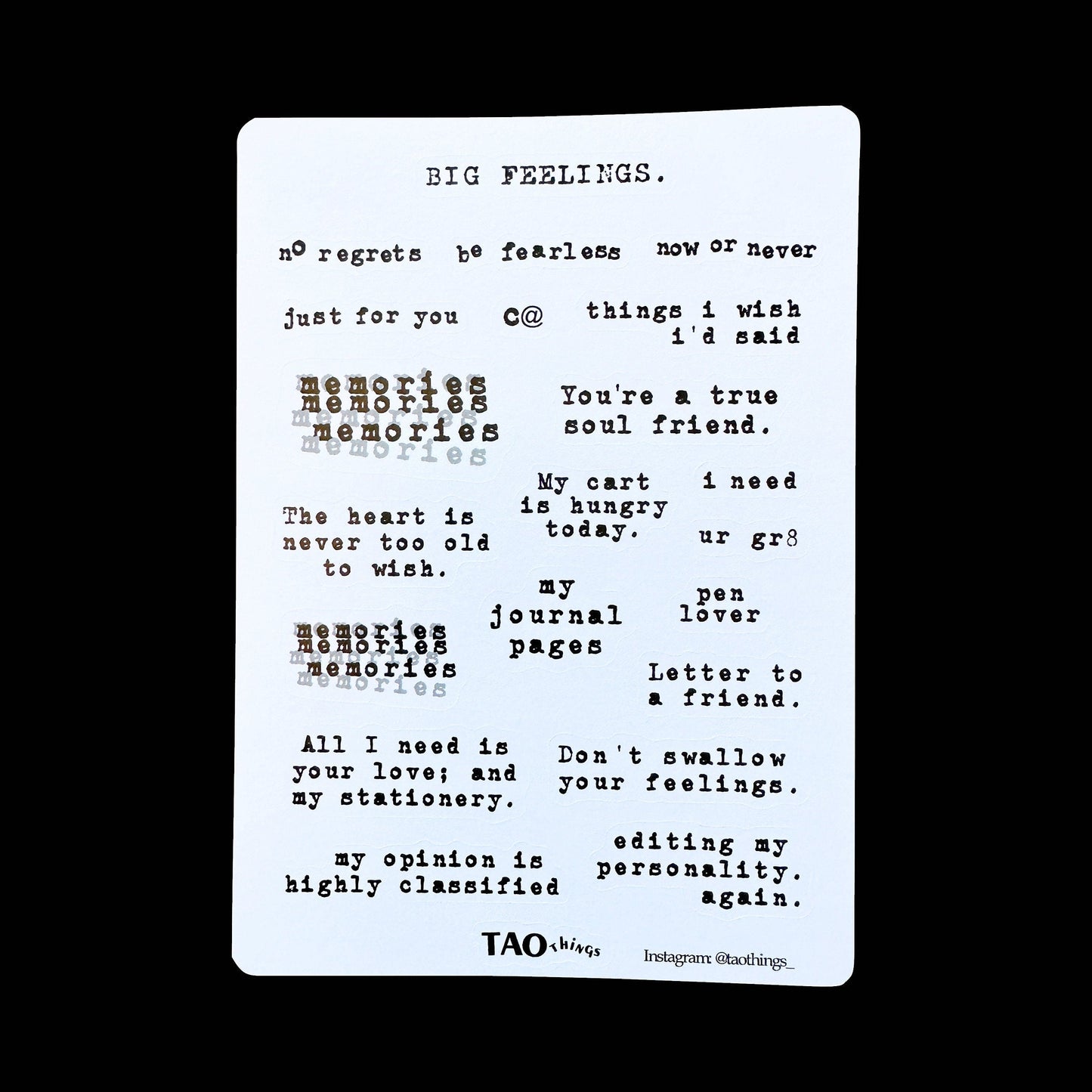 Small Words, Big Feelings - sticker sheets by TAOthings Studio