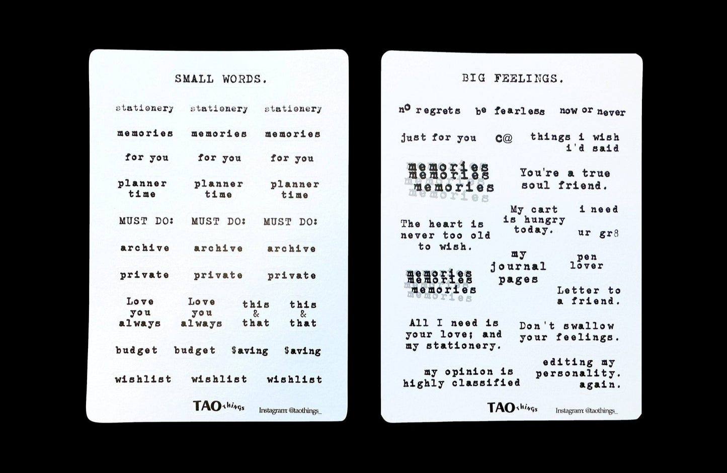 Small Words, Big Feelings - sticker sheets by TAOthings Studio
