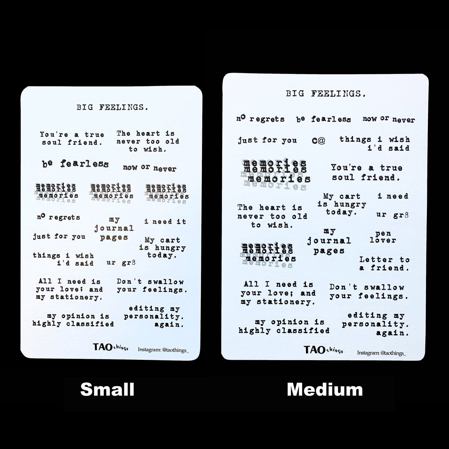 Small Words, Big Feelings - sticker sheets by TAOthings Studio