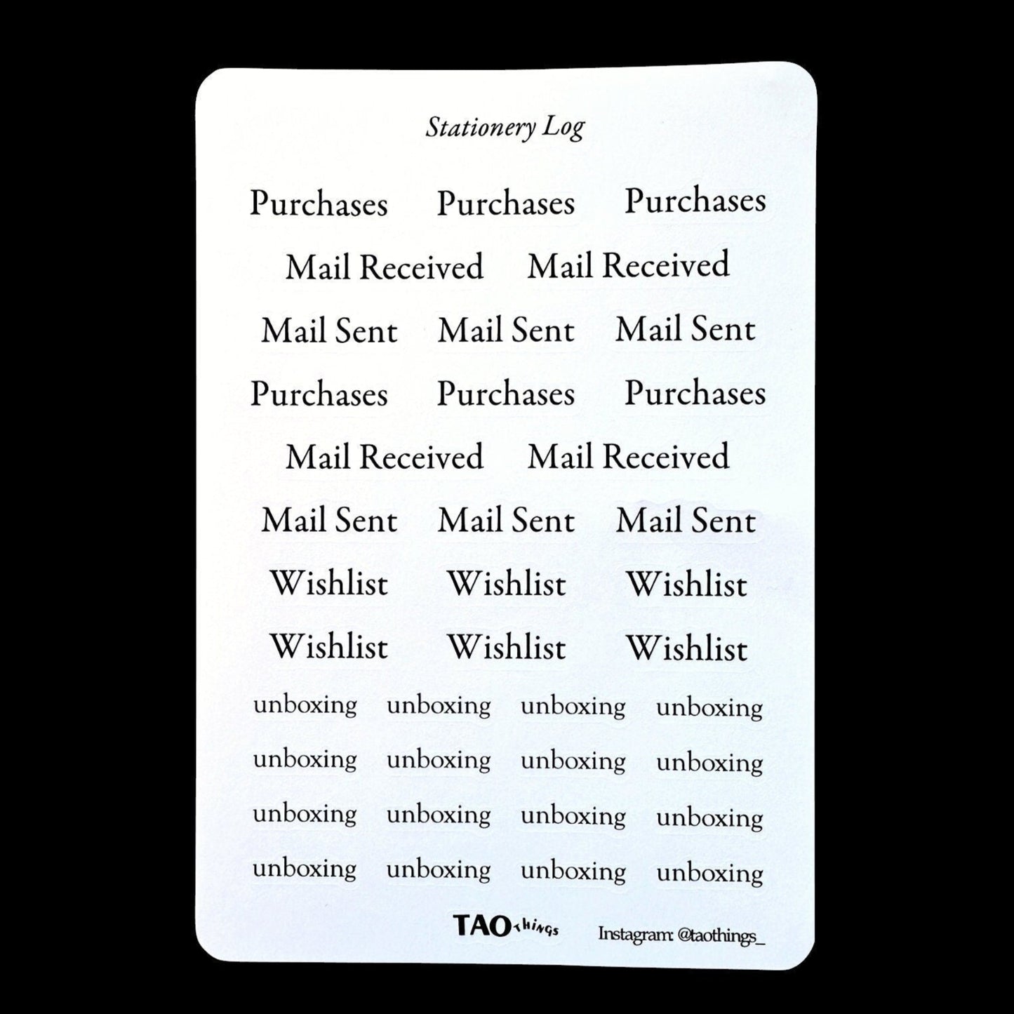 Stationery Log - sticker sheet by TAOthings Studio