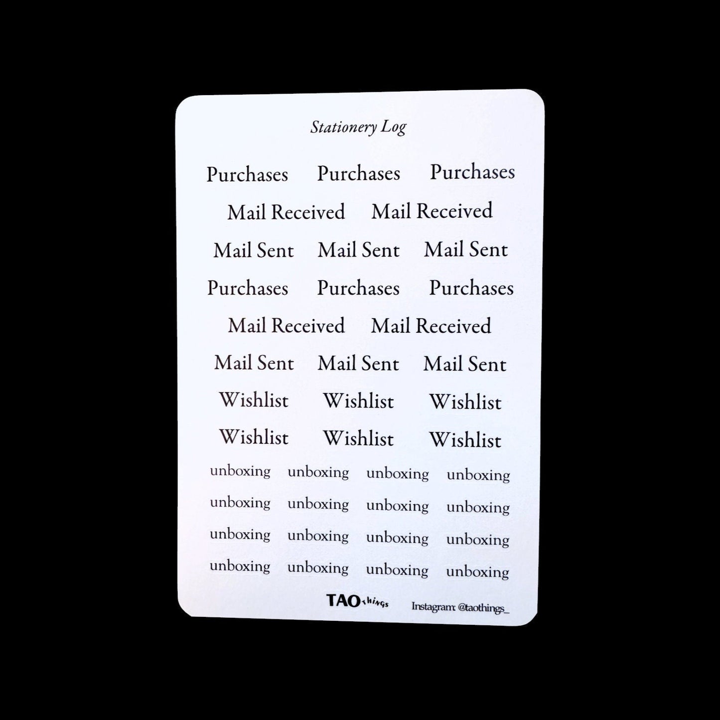 Stationery Log - sticker sheet by TAOthings Studio