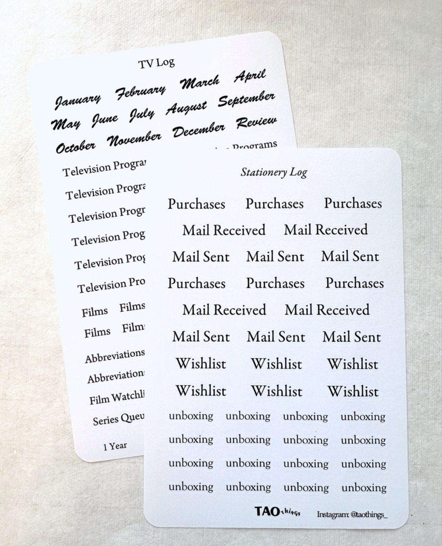 Stationery Log - sticker sheet by TAOthings Studio