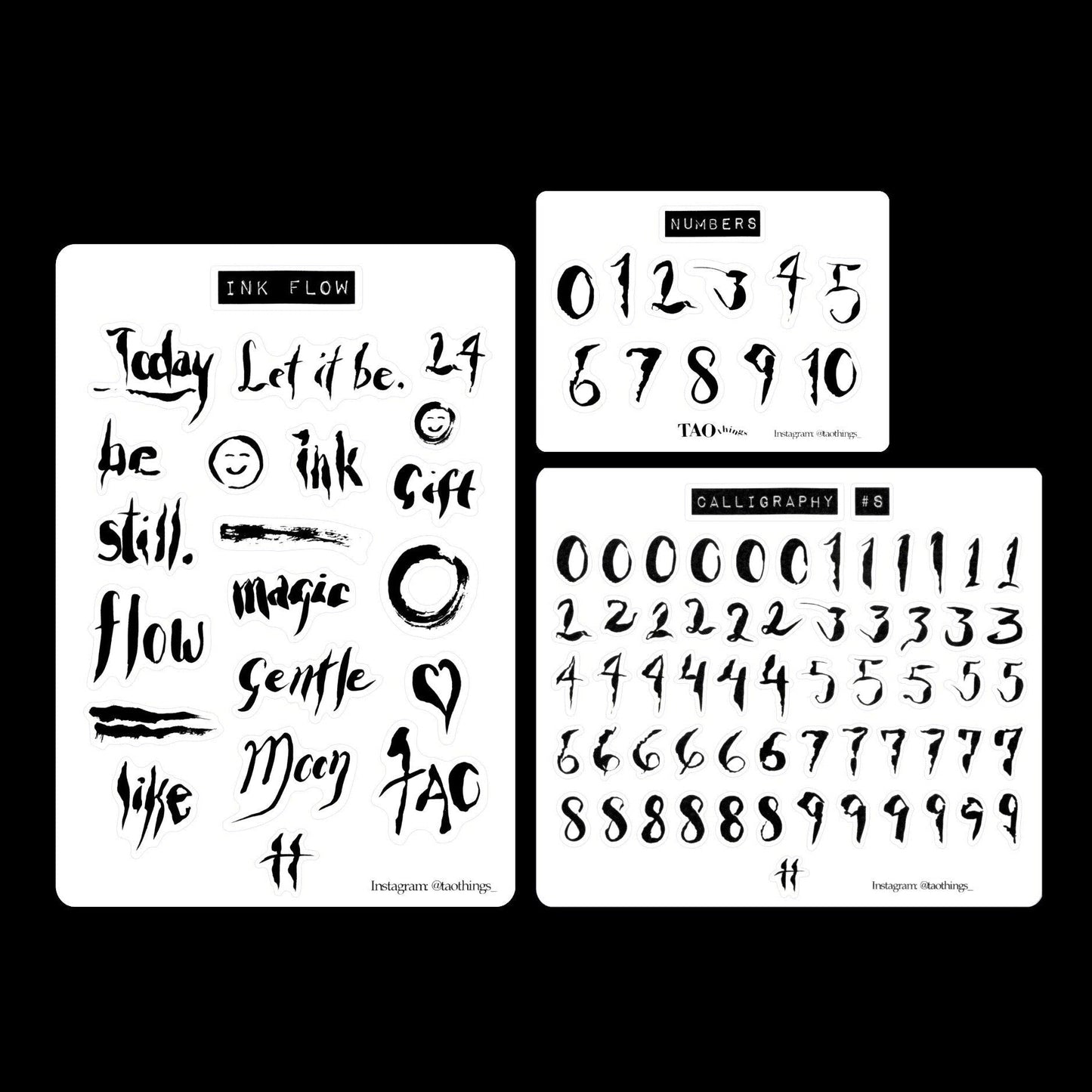 Ink Flow / Calligraphy - sticker sheets by TAOthings Studio