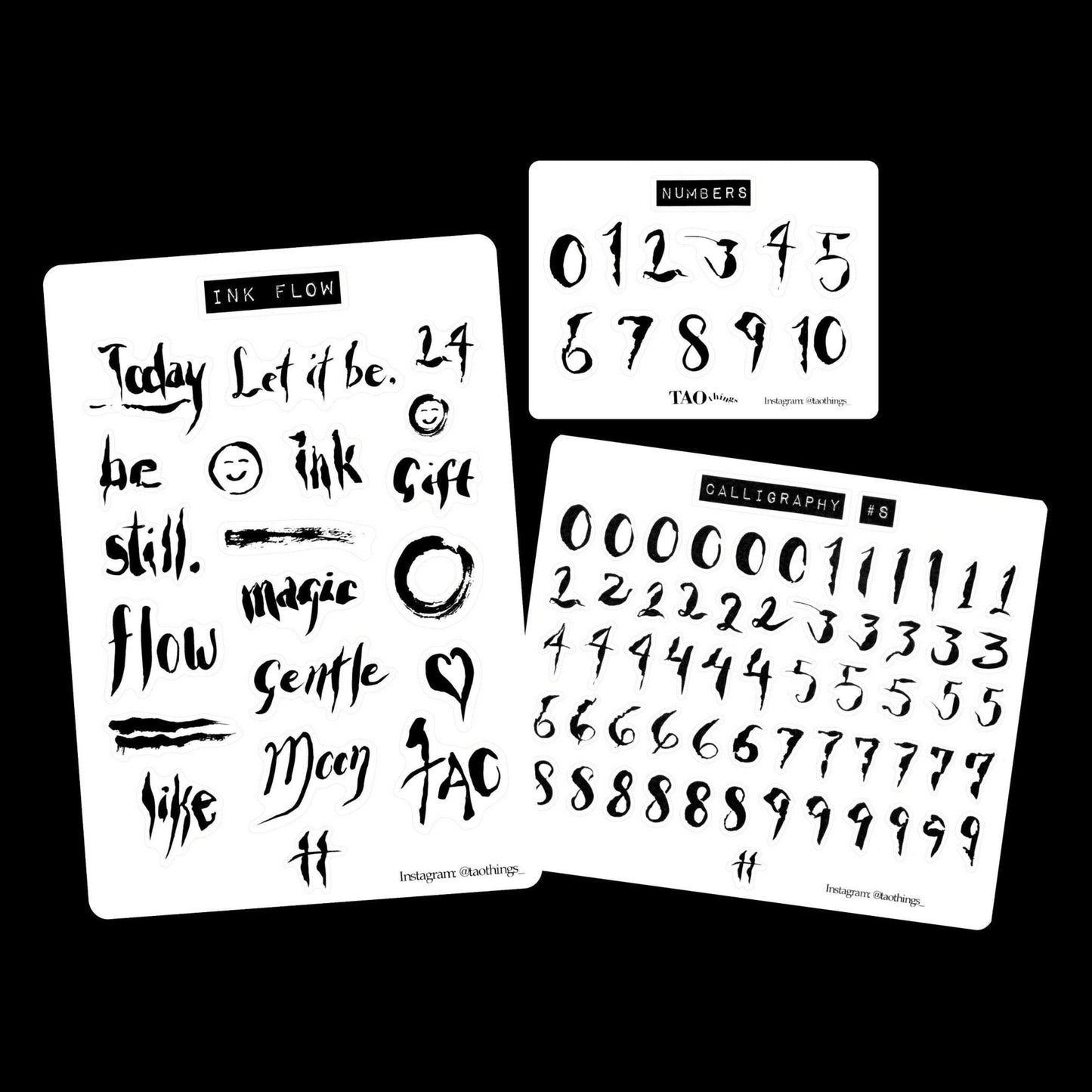 Ink Flow / Calligraphy - sticker sheets by TAOthings Studio