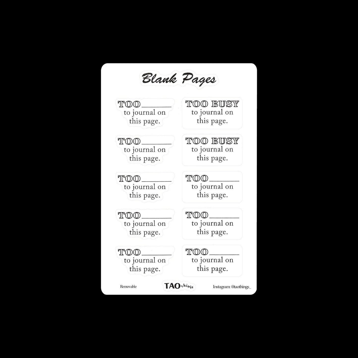 Blank Pages - sticker sheet by TAOthings Studio