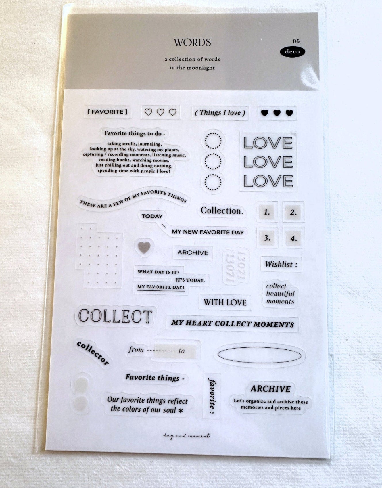 Day and Moment - Words 06 transparent sticker sheet