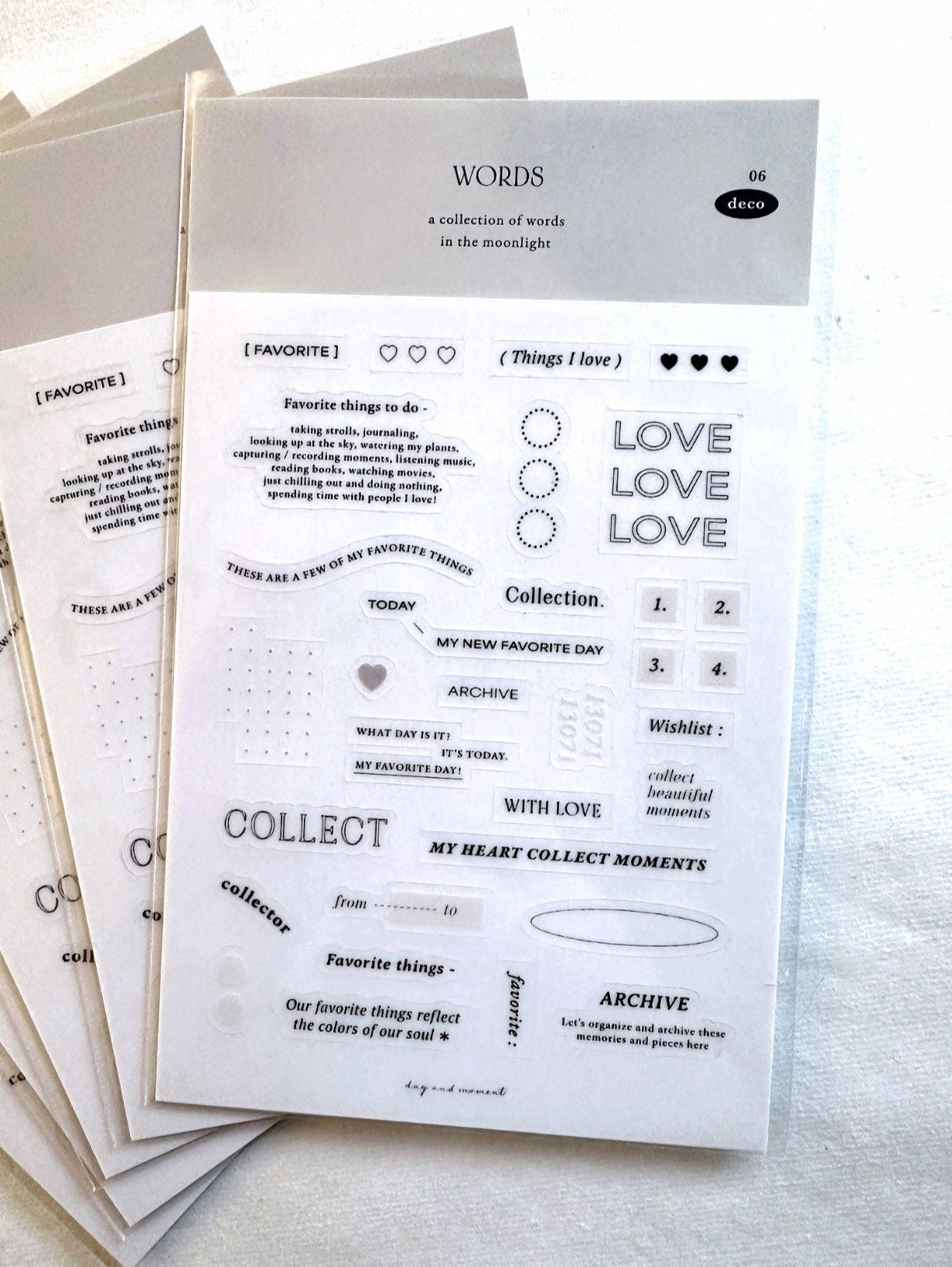 Day and Moment - Words 06 transparent sticker sheet