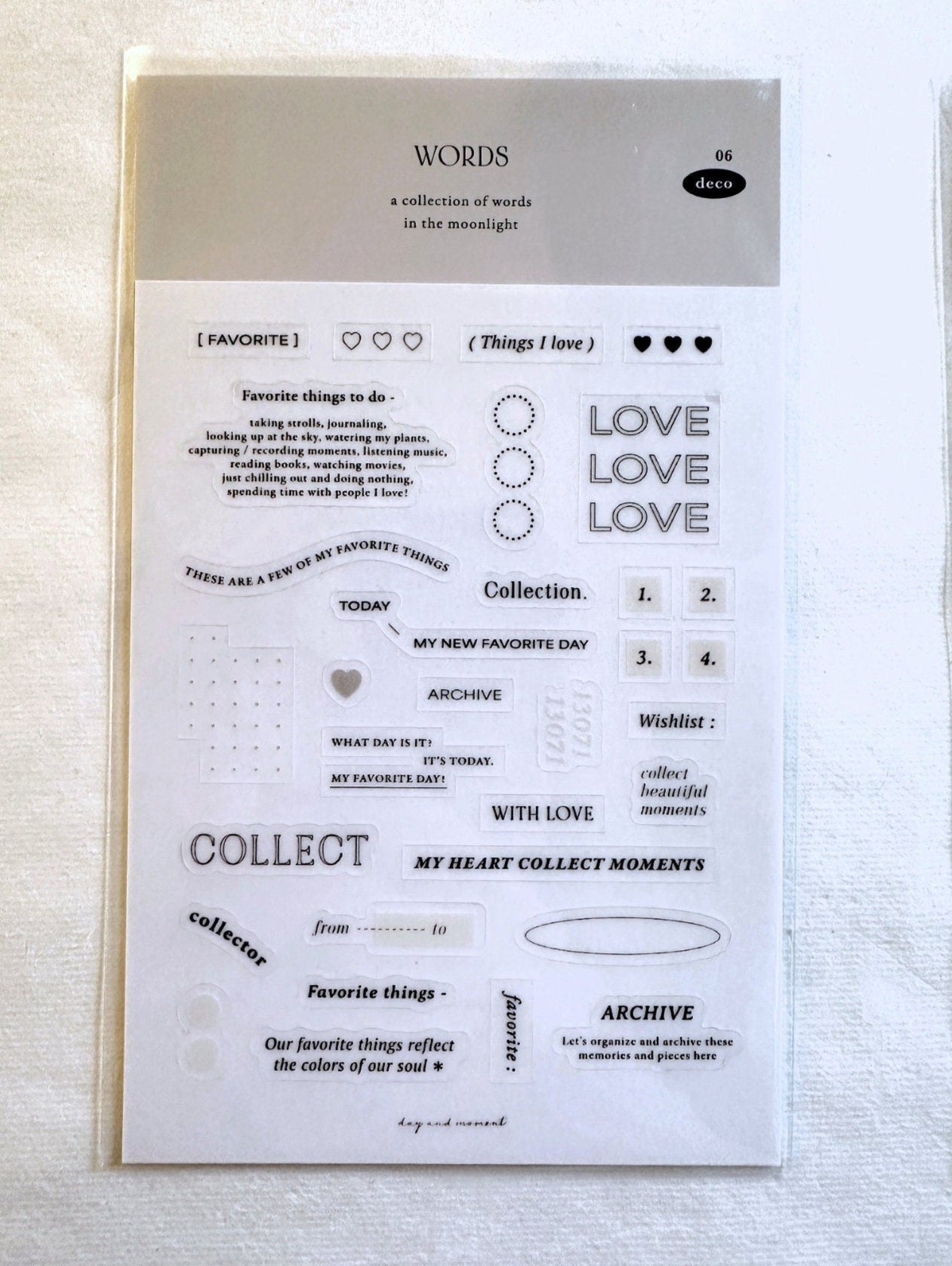 Day and Moment - Words 06 transparent sticker sheet
