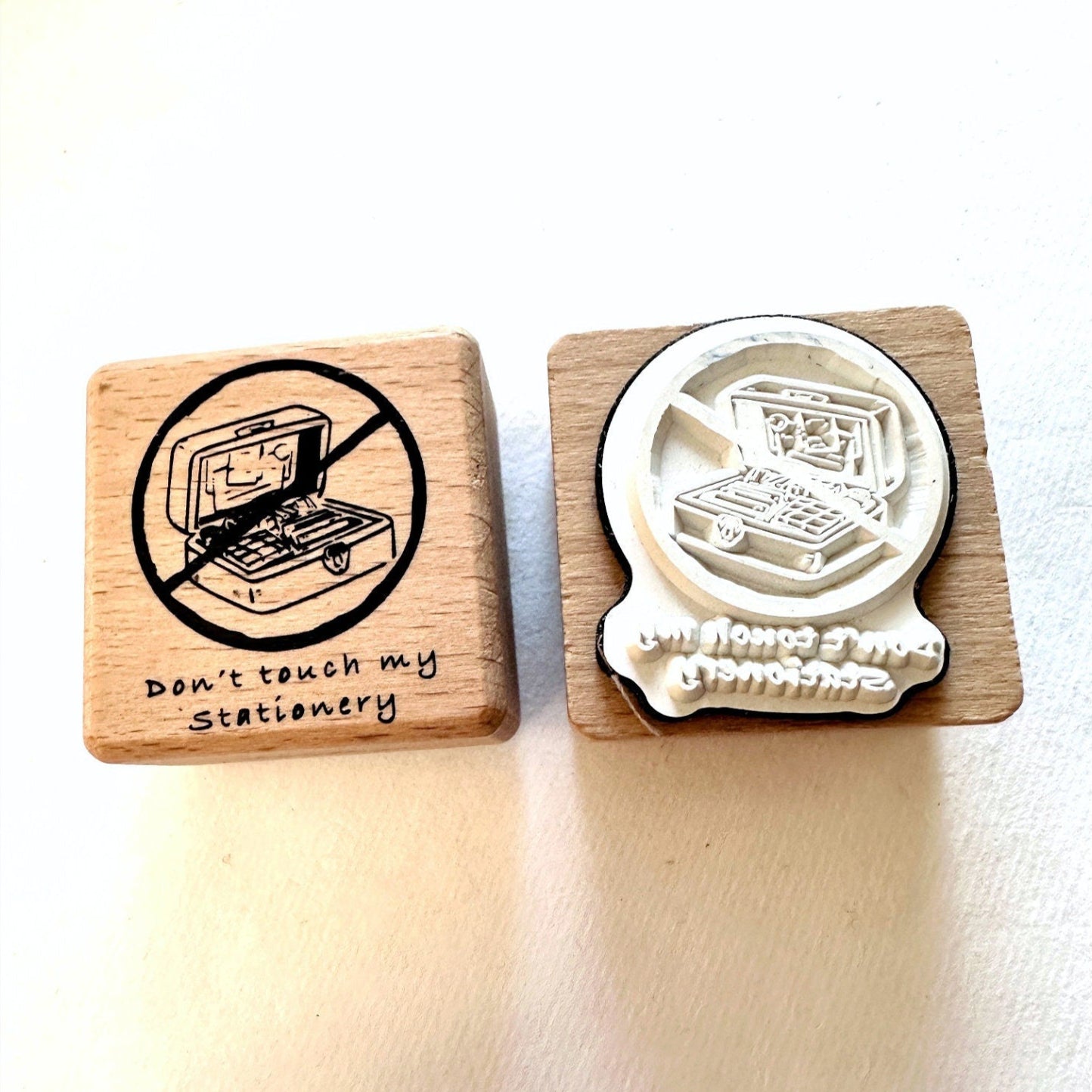 Marky Puppy - Don't Touch My Stationery rubber stamp
