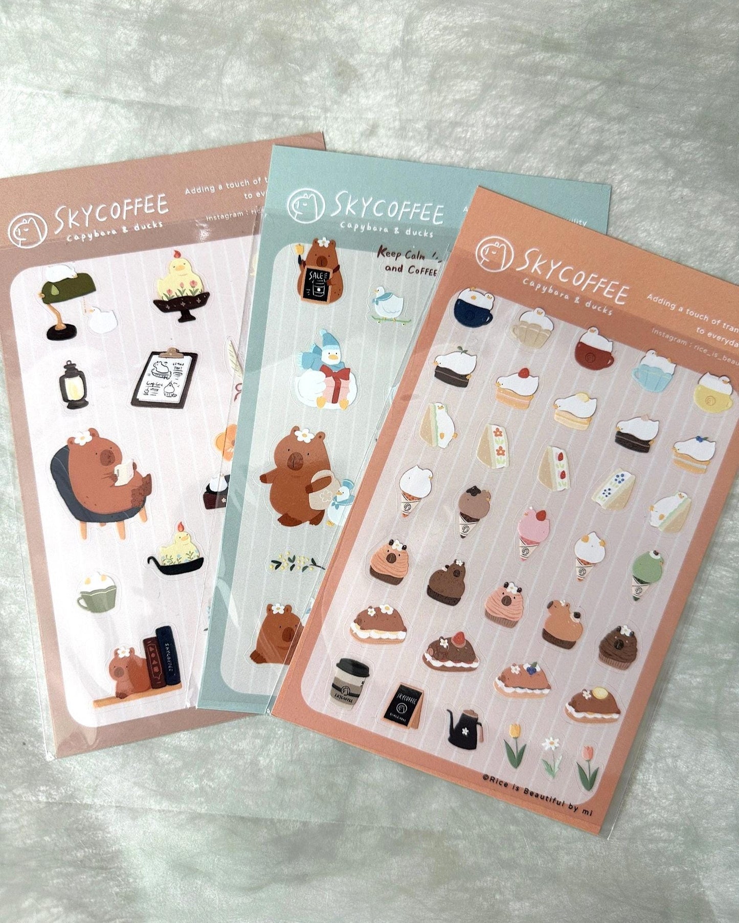 SkyCoffee - Capybara & Ducks sticker sheets