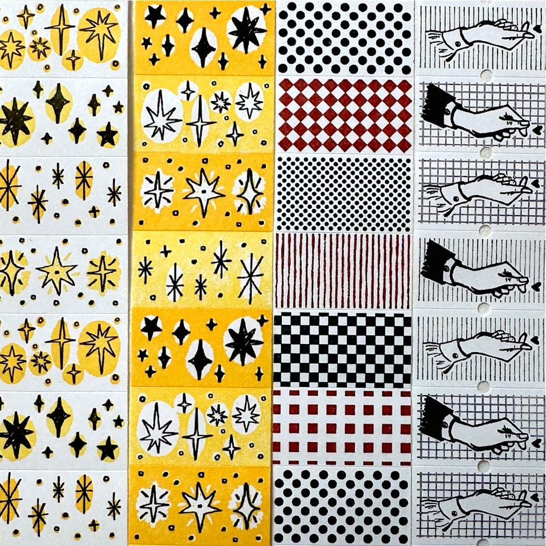 Lin Chia Ning - Stars, Pattern, & Finger Heart label sticker roll SAMPLES