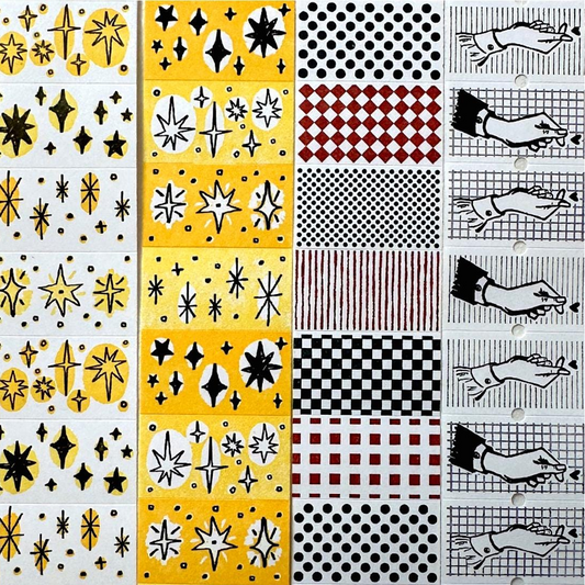 Lin Chia Ning - Stars, Pattern, & Finger Heart label sticker roll SAMPLES
