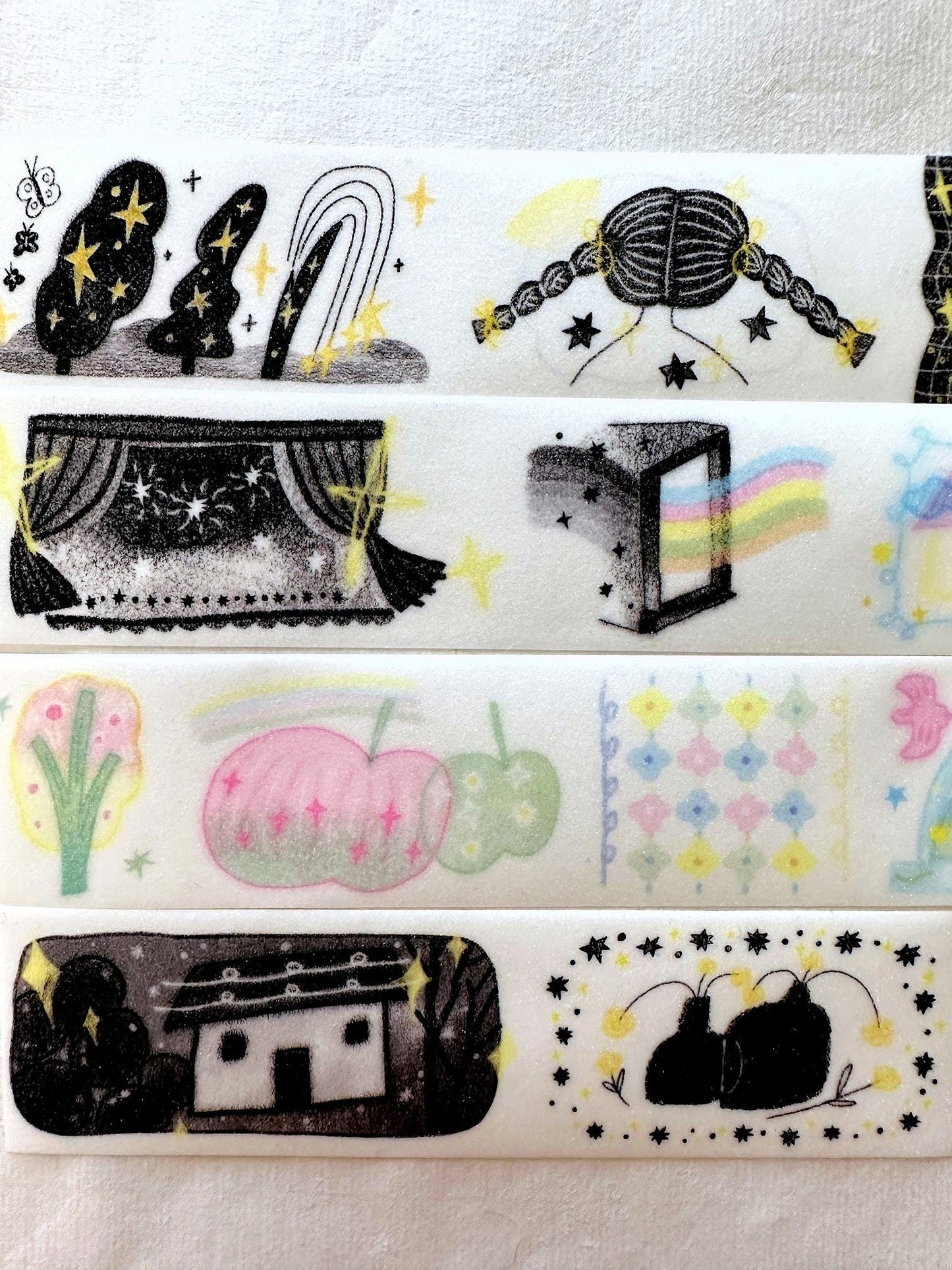 MuZiShan Studio - Black to Colorful World glitter tape SAMPLES
